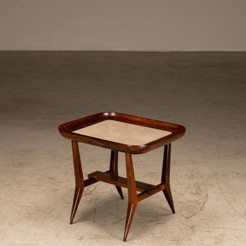 mesa lateral em caviúna e mármore 