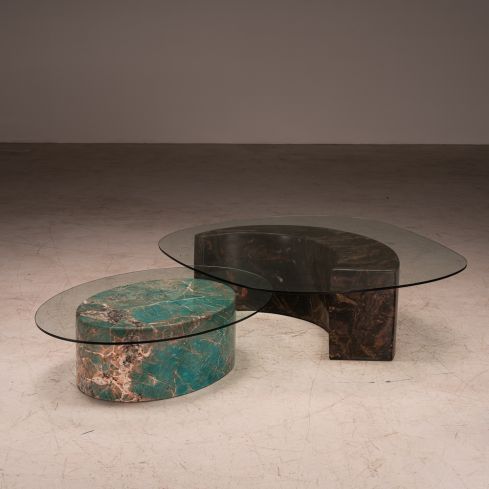 mesa de centro "fases" - rochas amazonita e capolavoro