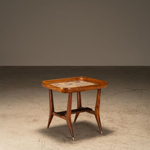 mesa lateral em caviúna e mármore 